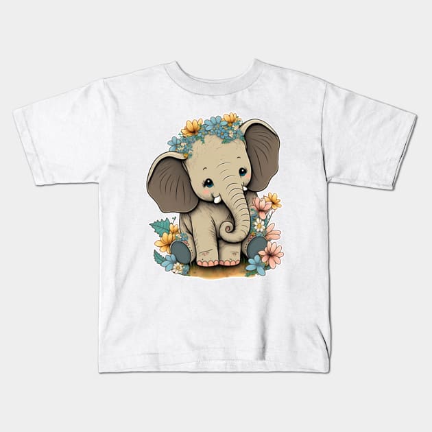 Adorable elephant Kids T-Shirt by yinon-h